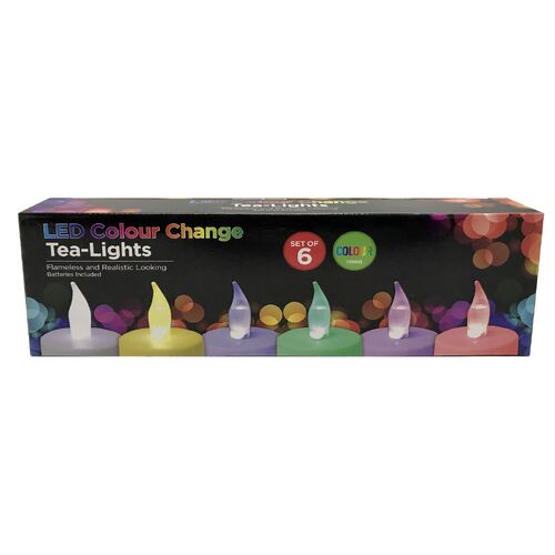 T- Light Candle LED Colour Change 6pc