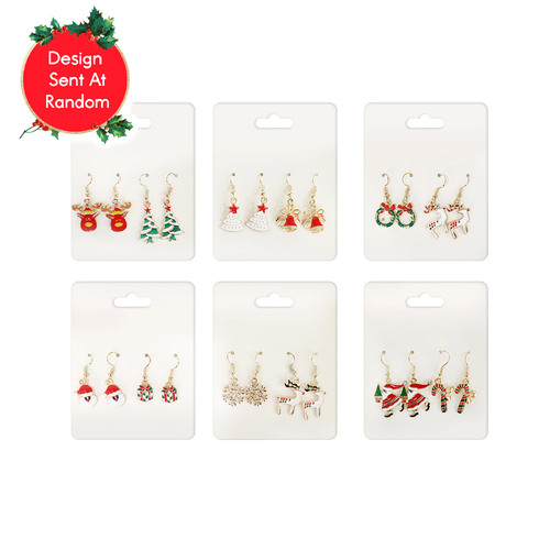 Christmas Dangly Earrings 2 Pack Assorted