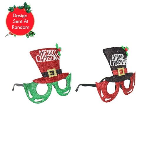 Novelty Glitter Top Hat Glasses Assorted