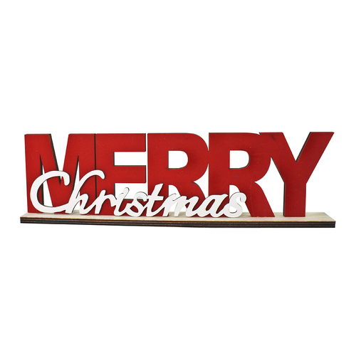 Flocked Merry Christmas Table Sign