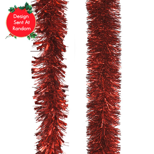 Tinsel Fine & Mixed Red Assorted 2m