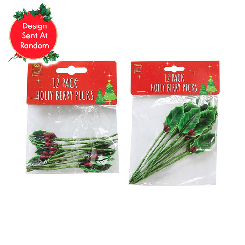 Holly Berries Pick 12pc 