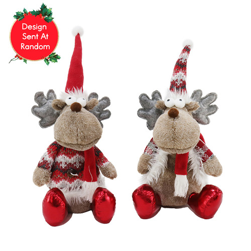 Sitting Reindeer Shiny Boots Assorted 43cm