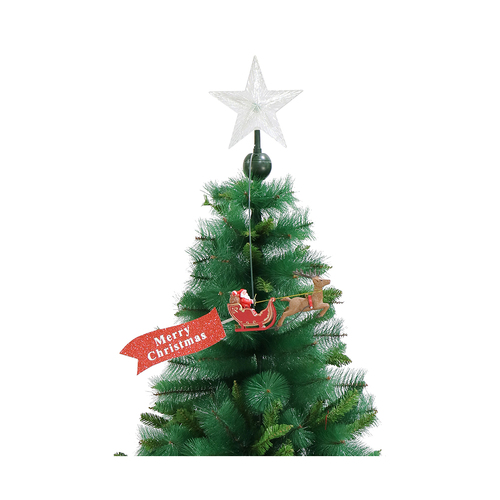 Christmas Tree Topper Flying Santa Sleigh Reindeer