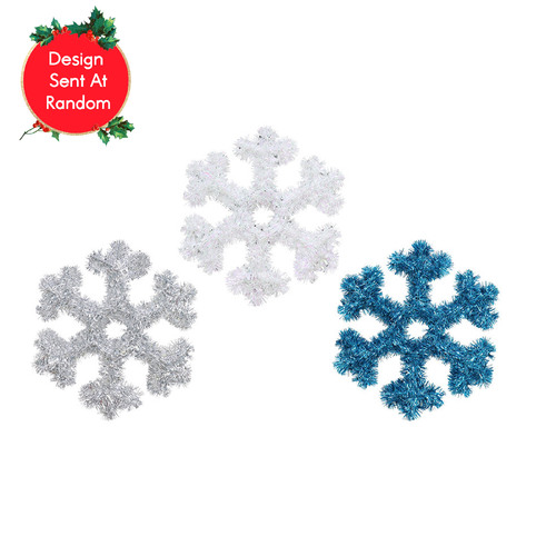 Tinsel Snowflake Plaque Assorted 32cm