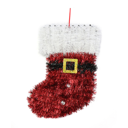 Tinsel Stocking Plaque 32cm