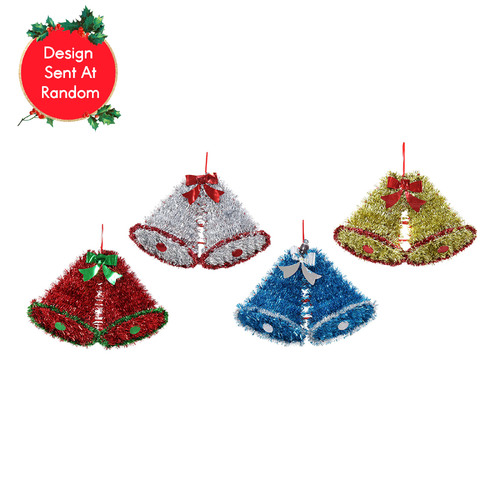 Tinsel Twin Bells Plaque Assorted