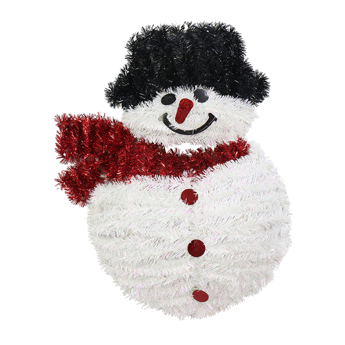 Tinsel Snowman Plaque 46cm