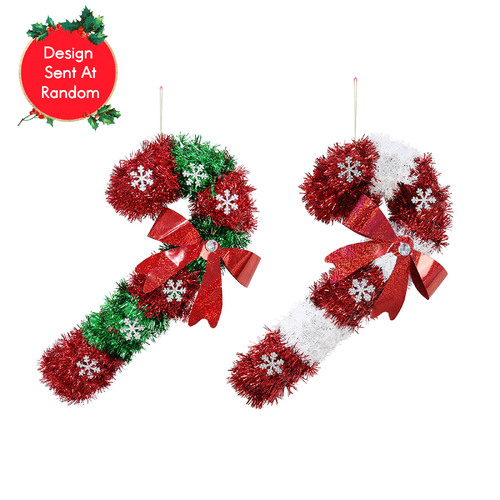 Tinsel Candy Cane Assorted 37cm