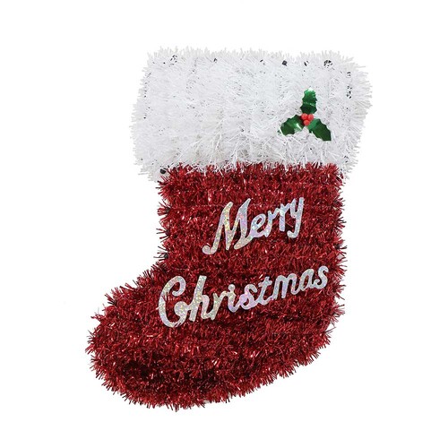 Tinsel Stocking Plaque 33cm