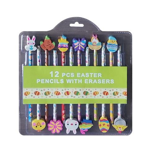 Easter Pencils With Erasers 12 Pack