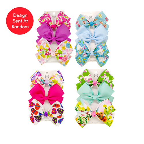 Easter Ribbon Bow Hair Clip Assorted 3 Pack