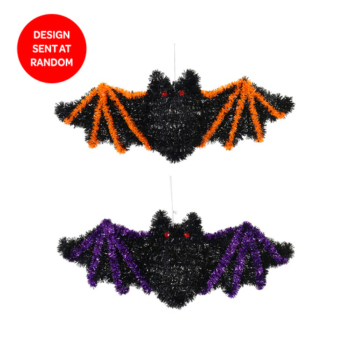 Halloween Hanging Tinsel Bat Decoration - 46cm Assorted Colours