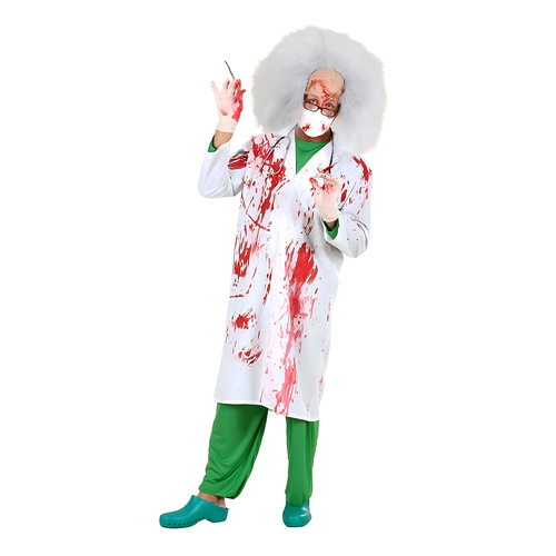 Bloody Crazed Doctor Costume  Adult Asylum Halloween Outfit