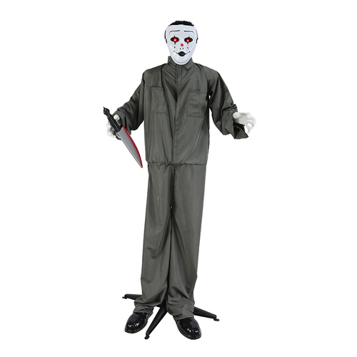 Animated Standing Suited Man  1.6m Halloween Prop with Light-Up Eyes (Battery Operated)