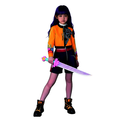 Solar KPop Star Warrior Costume Orange & Purple Girls Outfit