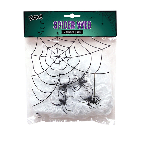 Spider Web  With 4 Spiders 20g