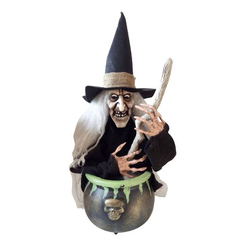 Animated Witch With Cauldron 60cm- Battery Operated