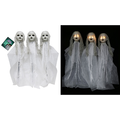 Light Up Ghost Doll Garden Stakes 3 Pack
