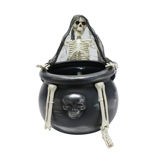 Animated Skeleton Sitting In Cauldron