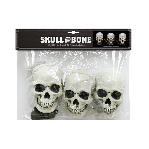 Skull Wall Hanging Decoration Battery Operated 3 Pack