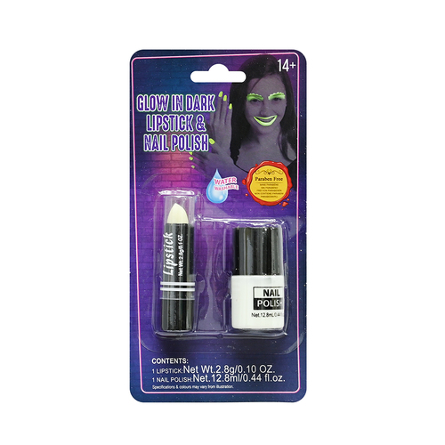 Glow In Dark Lipstick And Nail Polish Set