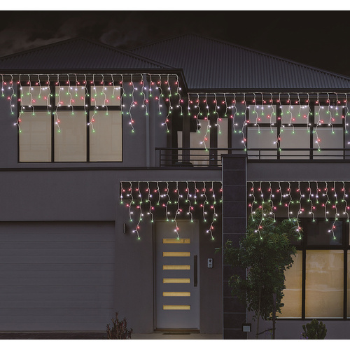 Christmas Snowing Icicle Lights 960 LED  Red Green White Outdoor Roof Lights with Timer