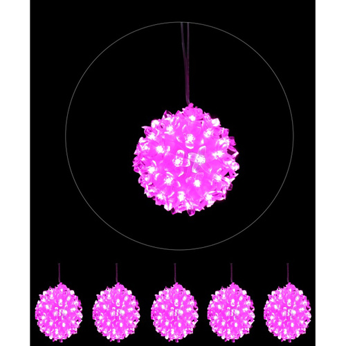 LED Pink Petal Ball Lights 5 Pack - 10cm Pastel Pink Twinkling Outdoor & Indoor Ornaments