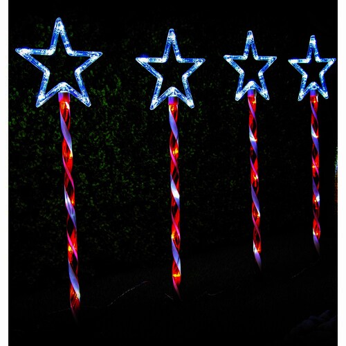 4 Pack LED Star Path Lights  70cm Tall, Festive Outdoor Decoration