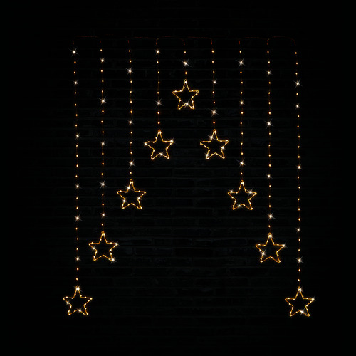 Led Wire Star Curtain 9pc Gold Light