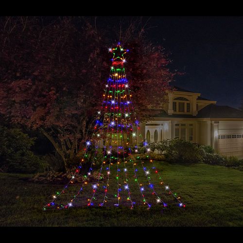 Christmas Led Garden Star Cascade Multicolour 3.5m