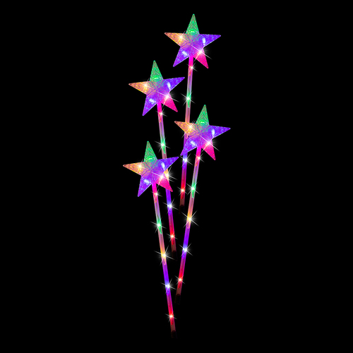 Led Crystal Star Path Light Multi-Coloured 4pc