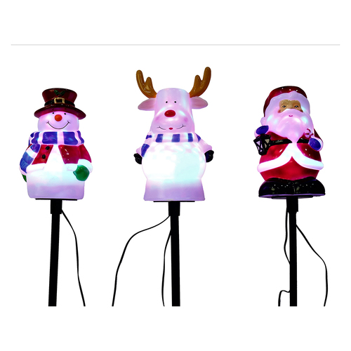 Christmas Led Disco Character Path Lights 3pc