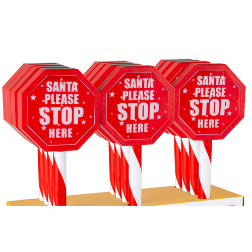 Solar Santa Stop Sign Stake 45cm