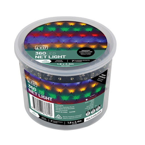 LED Net Lights 360 Multi Colour - Connectable 1.8x2.4m Mesh Lights for Christmas & Parties