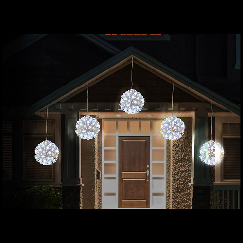 LED Twinkle Petal Balls Cool Warm 10cm 5 Pack