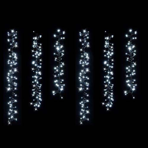 Christmas 6pc 480  Led Timer Tree Clusters 6pc Cool Solar