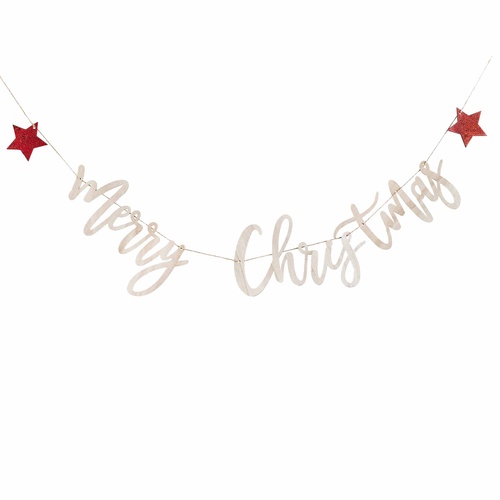 Festive Fun Wooden Merry Christmas Banner 2m