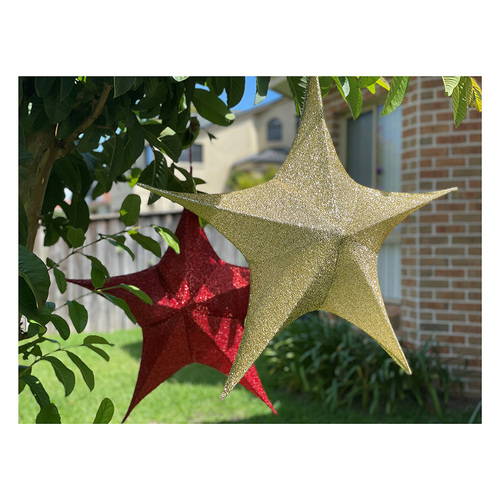 Pop-up Tinsel Star Gold 65cm