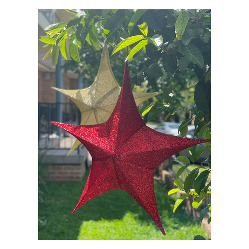 Pop-up Tinsel Star Red 65cm