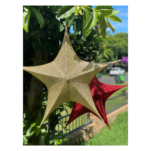 Pop-up Tinsel Star Gold 80cm