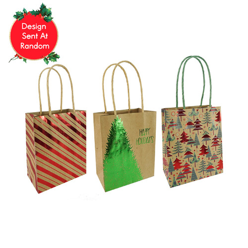 Kraft Gift Bag Foil Mini Assorted
