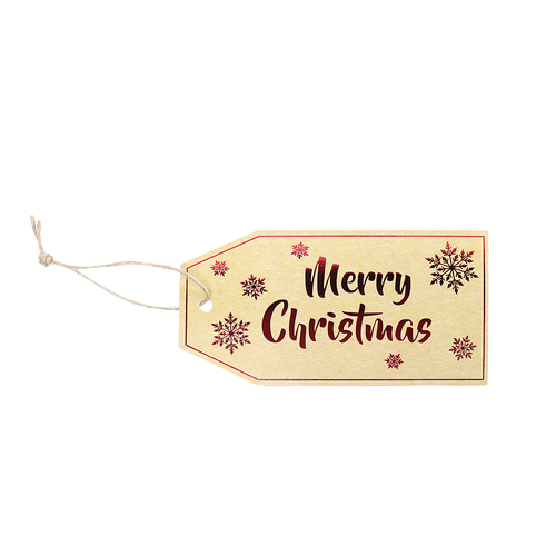 Large Kraft Christmas Gift Tag Red Foil 20 Pack